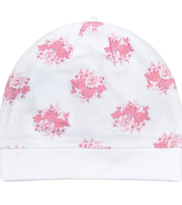 Baby hat with delicate roses