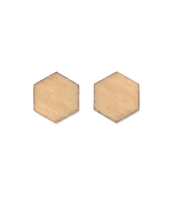 Holz-Ohrstecker 6-Eck Natur