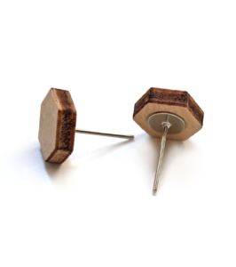 Holz-Ohrstecker 6-Eck Natur – Bild 2
