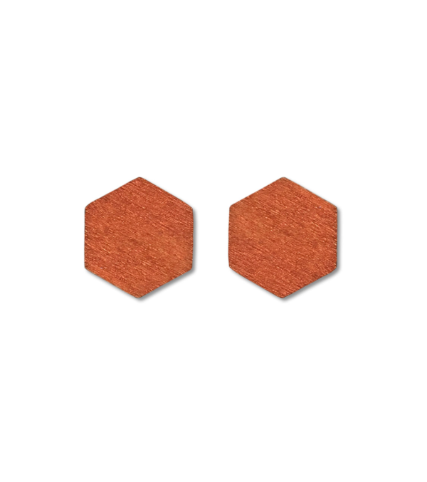 Holz-Ohrstecker 6-Eck Kupfer