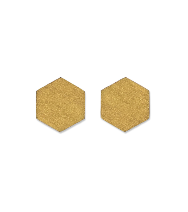Holz-Ohrstecker 6-Eck Gold
