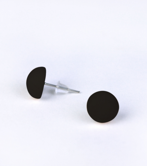 Wooden ear studs Hemisphere black