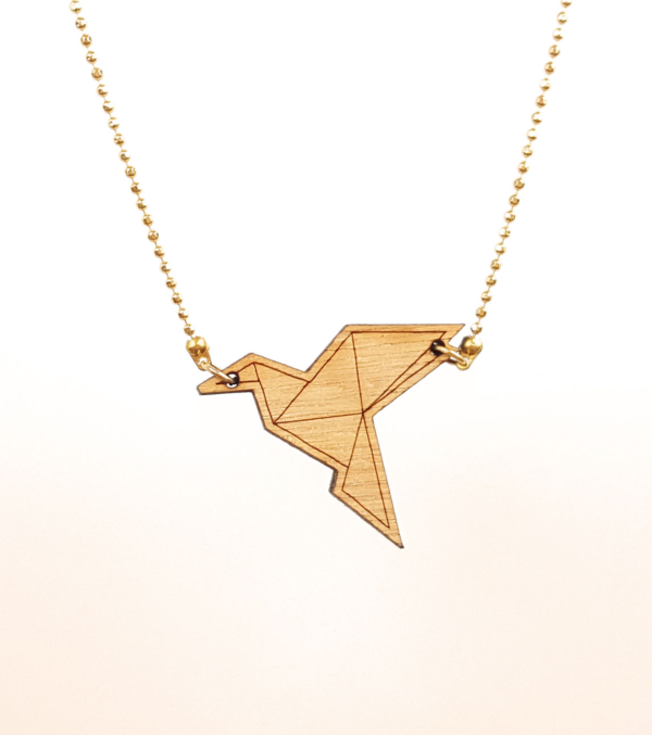 Kette mit Holzanhänger Kranich