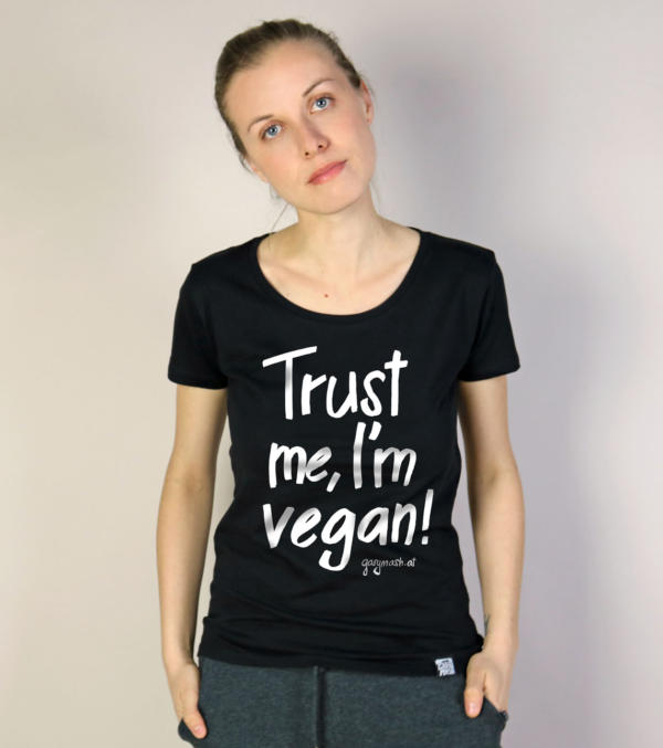Shirt Trust me, I'm vegan! Schwarz – Bild 2