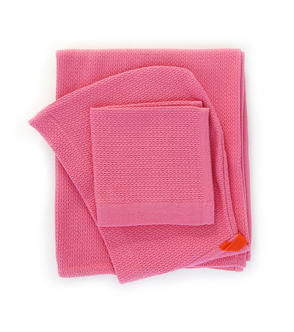 Hooded towel & wash cloth Pink set