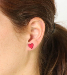3 Pack wooden ear studs Heart nature-brown-red - Image 5