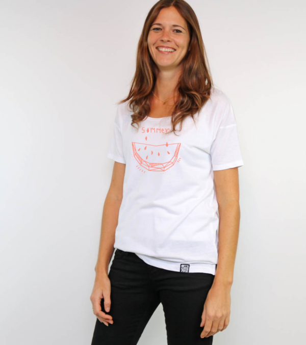 Oversize Shirt Summer Melon, Weiß – Bild 2