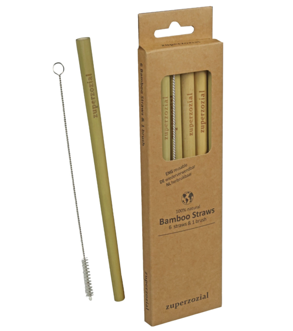 Reusable bamboo straws, 6 pcs.
