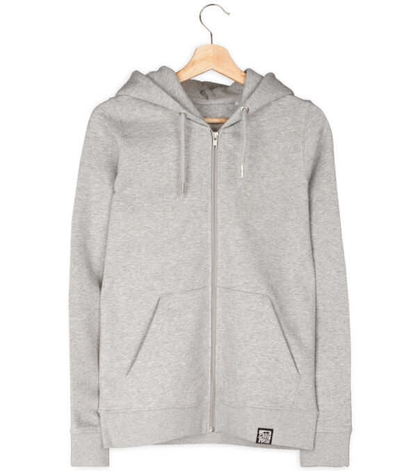 Zipjacke mit Kapuze Unisex, Grau Mélange