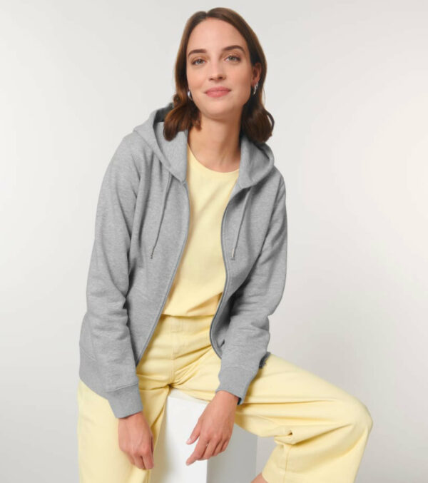Zipjacke mit Kapuze Unisex, Grau Mélange – Bild 2