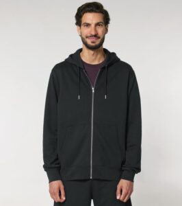 Zipjacke mit Kapuze Unisex, Schwarz – Bild 4