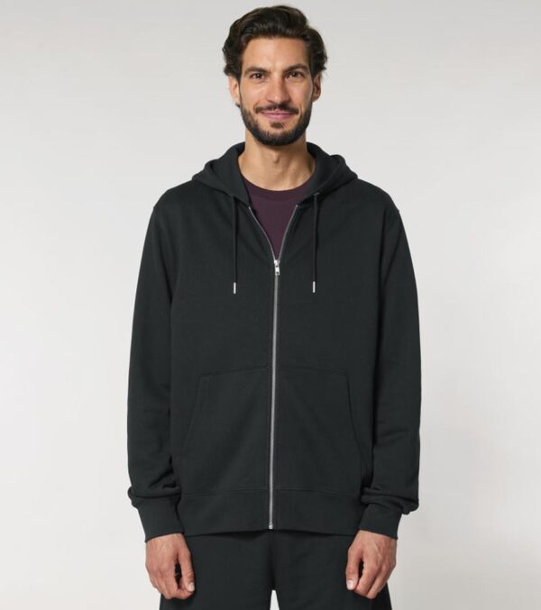 Zipped Hoodie Unisex Black - Image 4