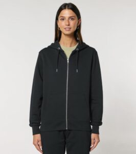 Zipjacke mit Kapuze Unisex, Schwarz – Bild 3