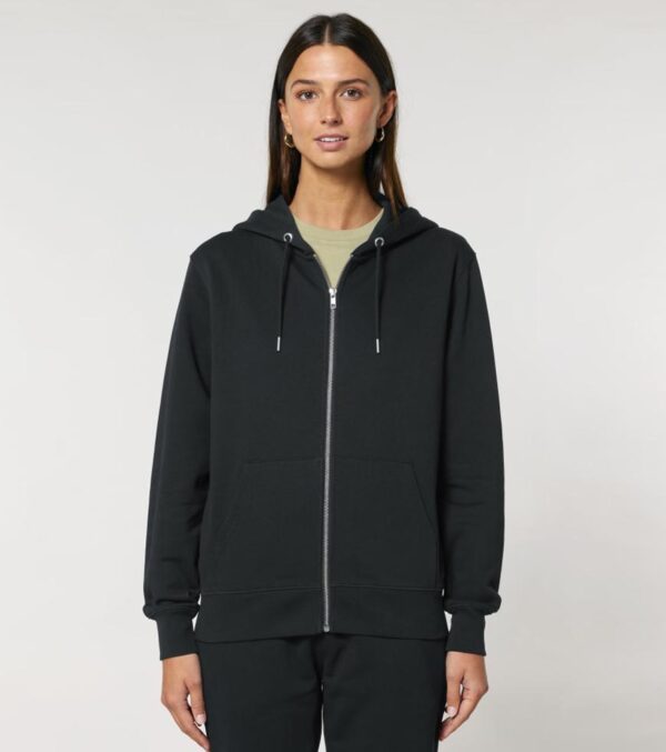 Zipped Hoodie Unisex Black - Image 3