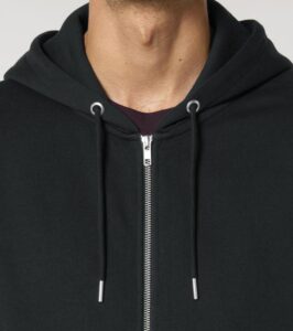 Zipjacke mit Kapuze Unisex, Schwarz – Bild 5