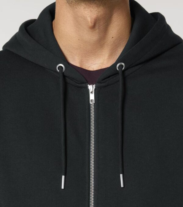 Zipped Hoodie Unisex Black - Image 5