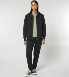 Zipjacke mit Kapuze Unisex, Schwarz – Bild 7
