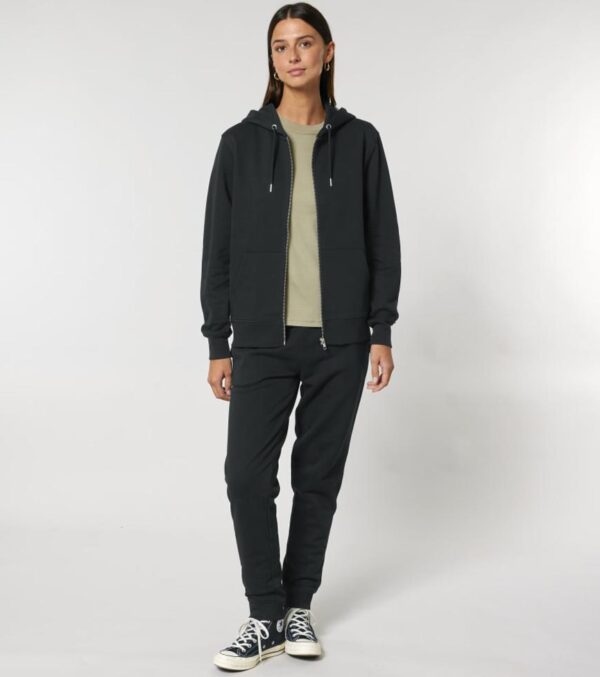 Zipped Hoodie Unisex Black - Image 7