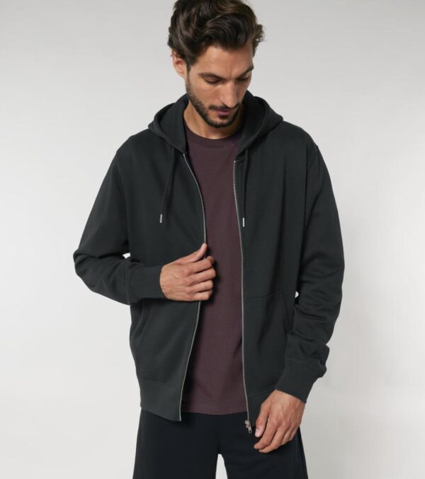 Zipped Hoodie Unisex Black - Image 2