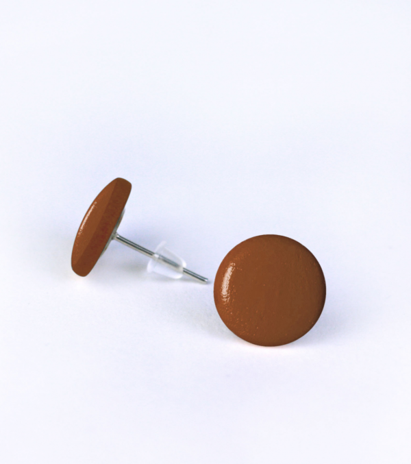3 Pack wooden ear studs round green-brown-red - Image 4