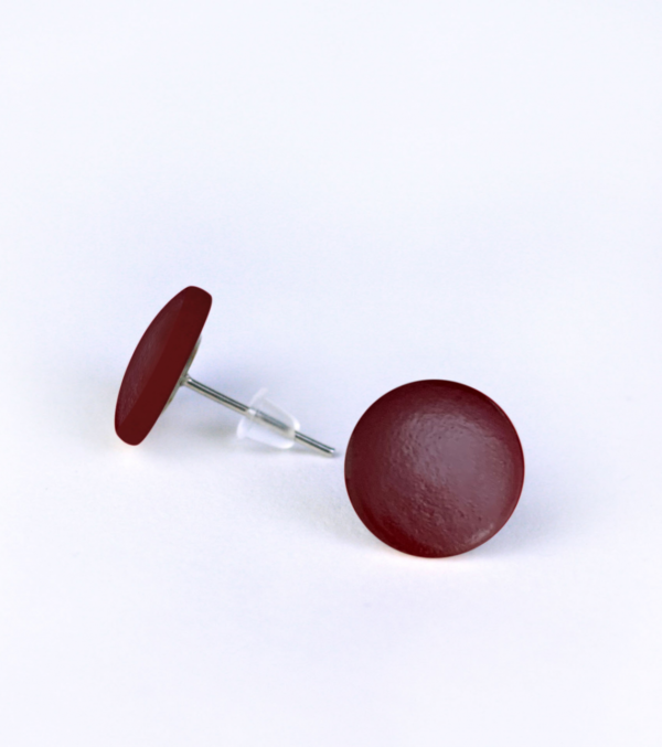 3 Pack wooden ear studs round green-brown-red - Image 5