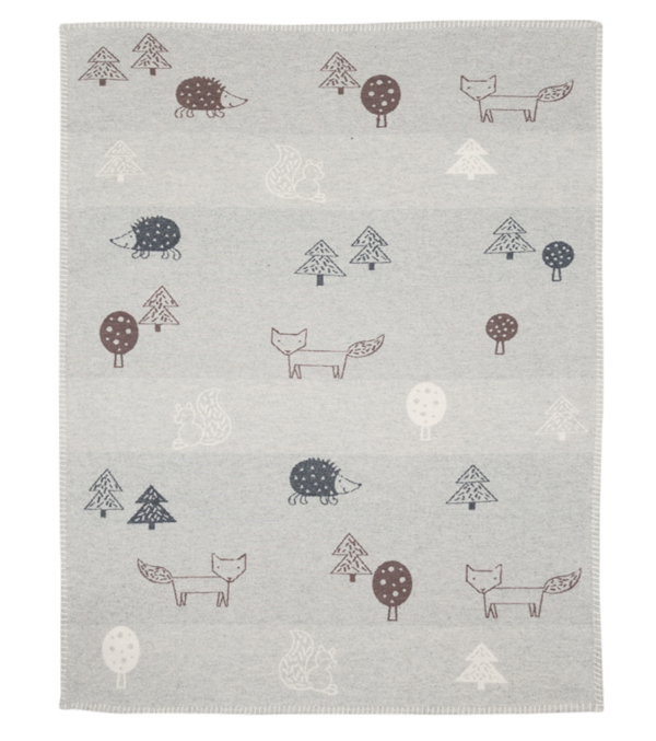 Babydecke 75 x 100, Waldtiere hellgrau – Bild 3