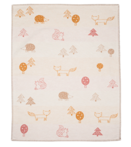 Babydecke 75 x 100, Waldtiere naturweiß – Bild 3