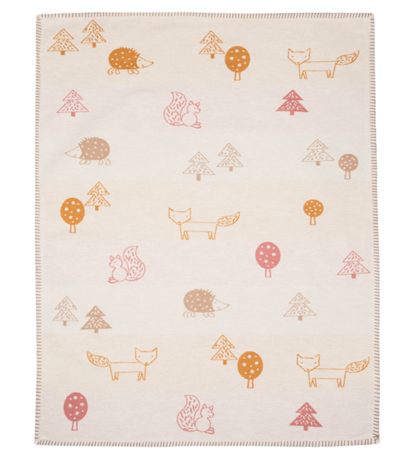 Babydecke 75 x 100, Waldtiere naturweiß – Bild 3