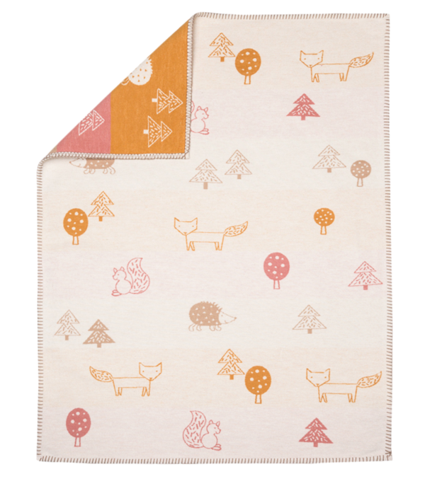 Babydecke 75 x 100, Waldtiere naturweiß