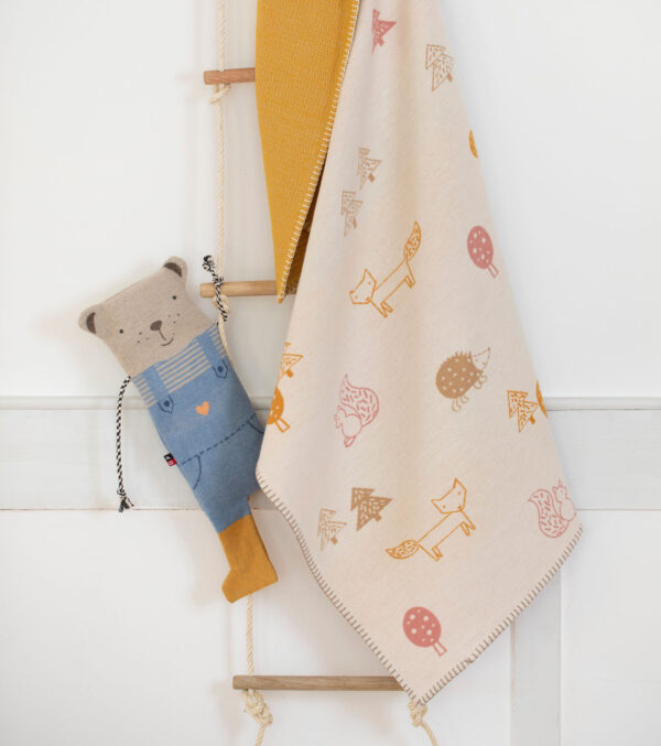 Babydecke 75 x 100, Waldtiere naturweiß – Bild 2