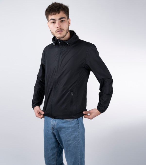 Mens light wind jacket black - Image 2