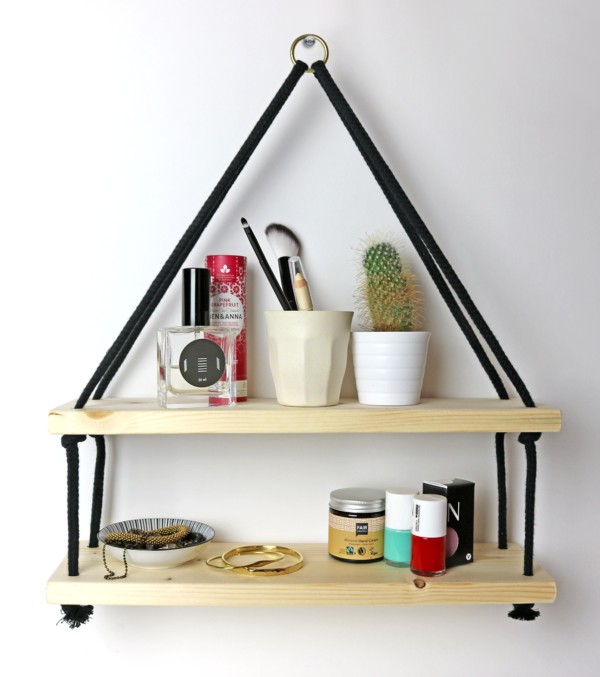 Wall shelf Double with Cotton cord - Image 2