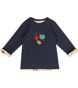 Girls reversible shirt, navy and Print - Image 3