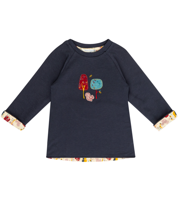 Girls reversible shirt, navy and Print - Image 3