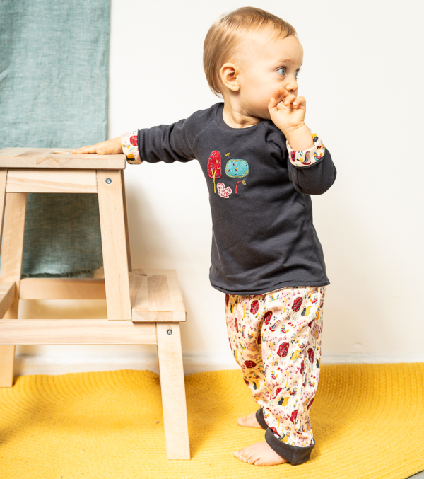 Girls reversible shirt, navy and Print - Image 2