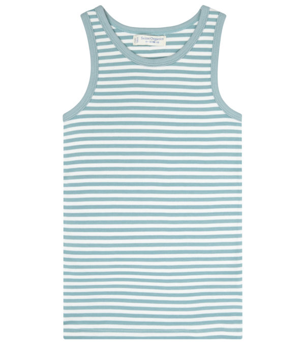 Boys vest, stone blue striped