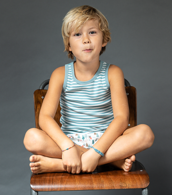 Boys vest, stone blue striped - Image 2
