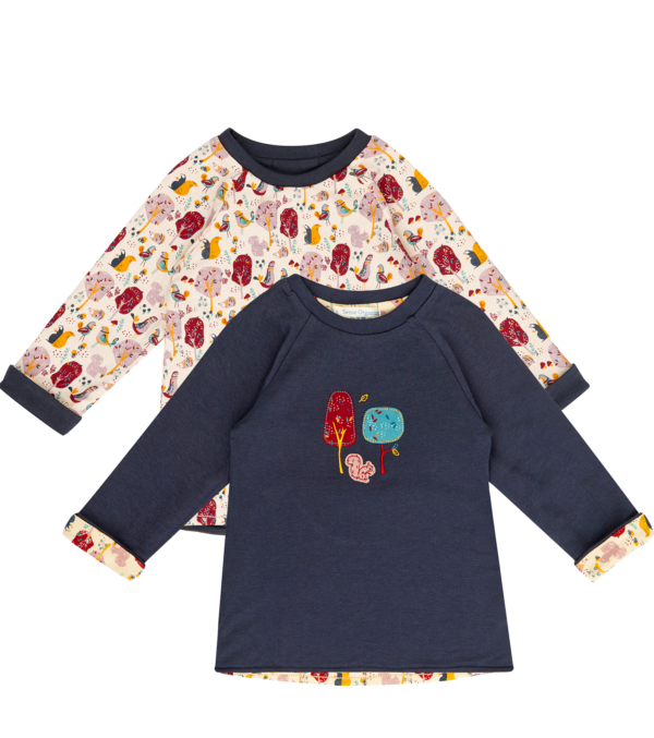 Girls reversible shirt, navy and Print