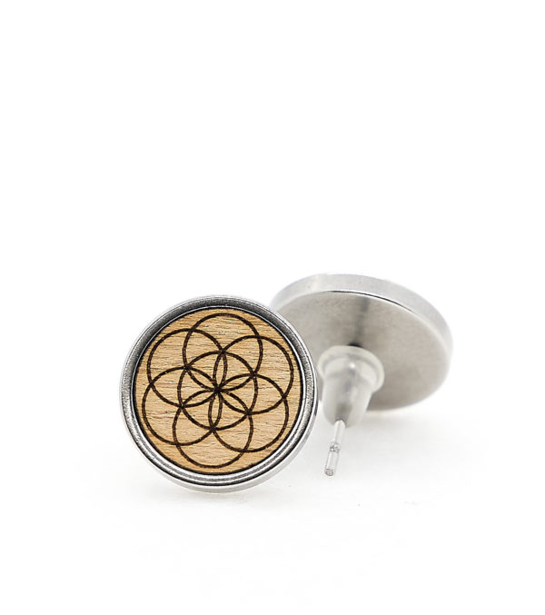 Beech Wood  and stainless Steel Earrings - Image 5