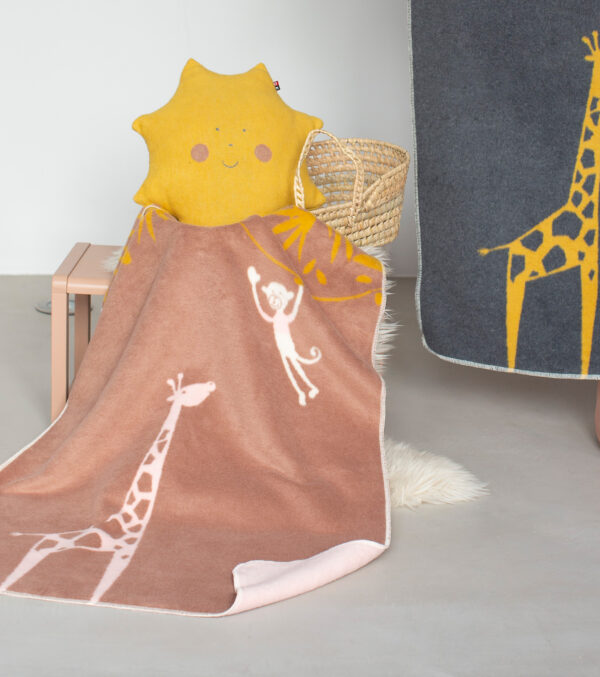 Babydecke 75 x 100, Giraffe altrosa – Bild 2