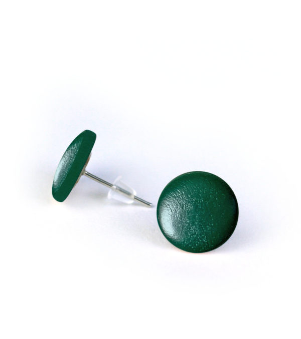 3 Pack wooden ear studs round green-brown-red - Image 2