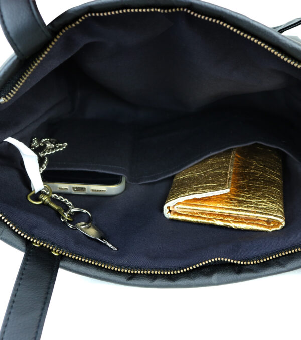 Pineapple Leather Handbag, black - Image 6
