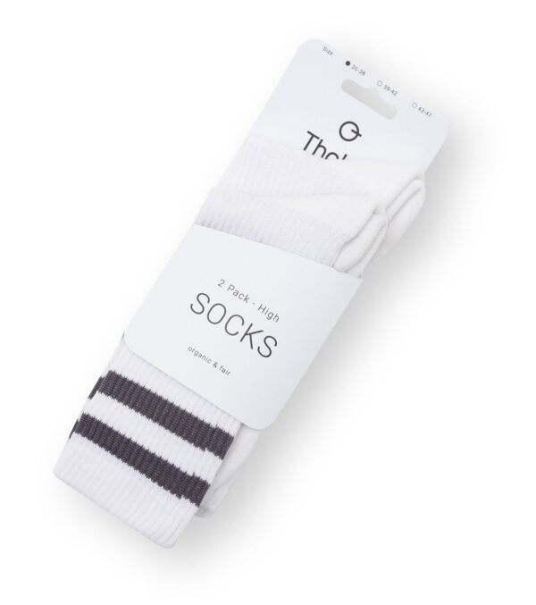 Crew Socken 2er-Pack, White Black Stripes – Bild 2