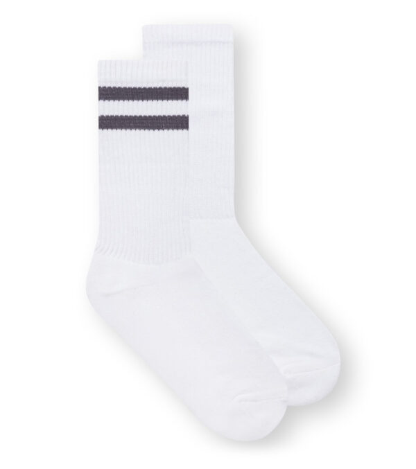 Crew Socken 2er-Pack, White Black Stripes