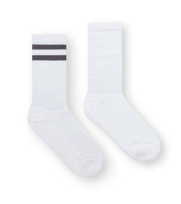 Crew Socken 2er-Pack, White Black Stripes – Bild 3