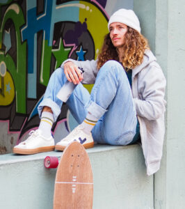 Zipjacke mit Kapuze Unisex, Grau Mélange – Bild 4