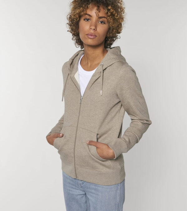 Zipped Hoodie Unisex, Sand Mélange - Image 4