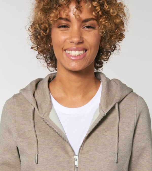 Zipped Hoodie Unisex, Sand Mélange - Image 6