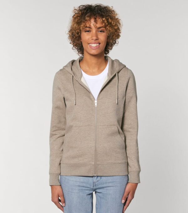 Zipped Hoodie Unisex, Sand Mélange - Image 3
