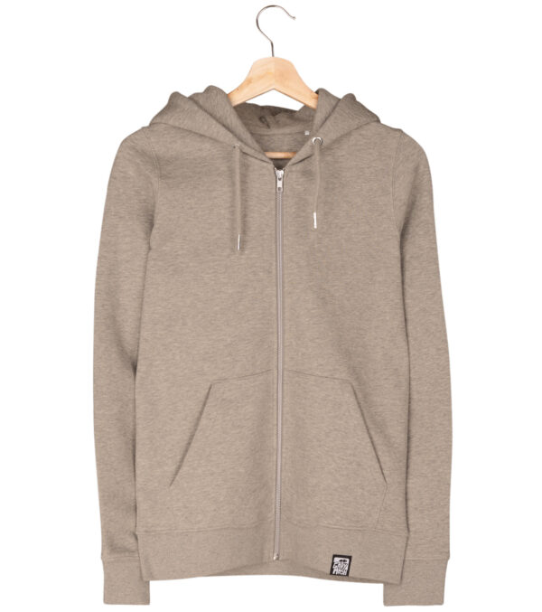 Zipped Hoodie Unisex, Sand Mélange